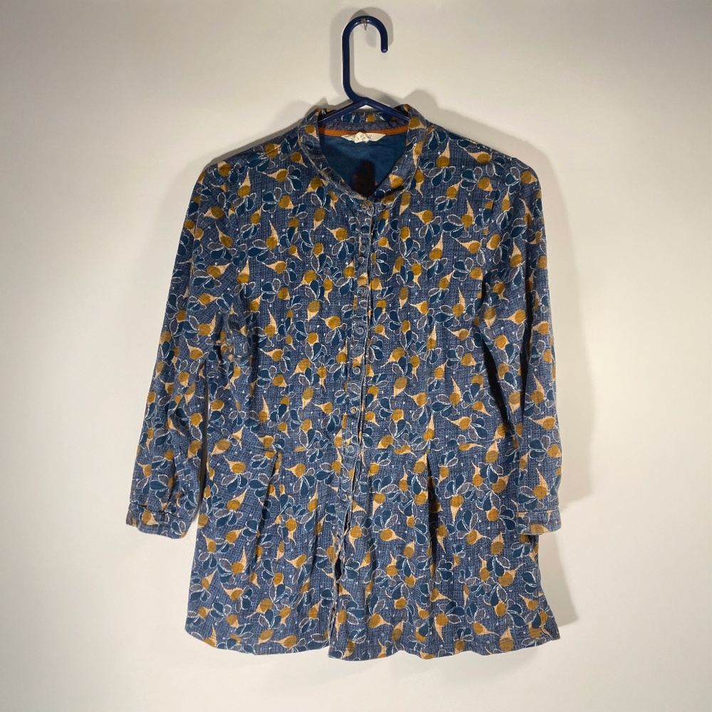 Blue Turnip Print Cotton Top | White Stuff